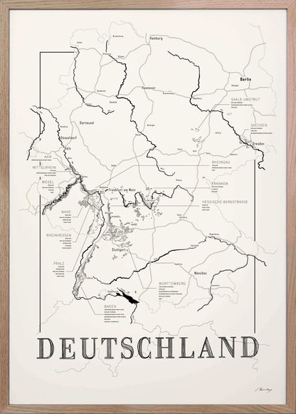 Germany Wine map poster. Exclusive wine map posters. Premium quality wine maps printed on environmentally friendly FSC marked paper. 