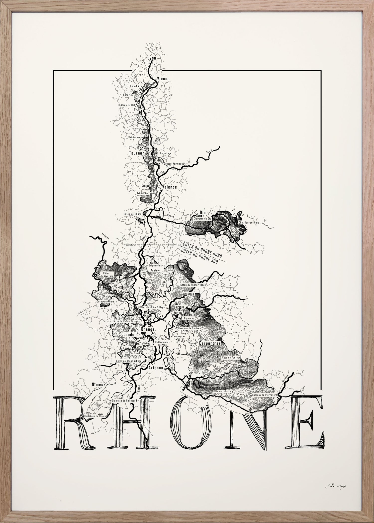 Rhône wine map