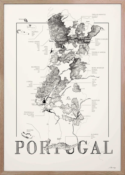 Portugal Wine map poster. Exclusive wine map posters. Premium quality wine maps printed on environmentally friendly FSC marked paper. 