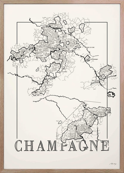 Champagne Wine map poster.Wine art. Wine print. Wine poster.  Exclusive wine map posters. Premium quality wine maps printed on environmentally friendly FSC marked paper. 