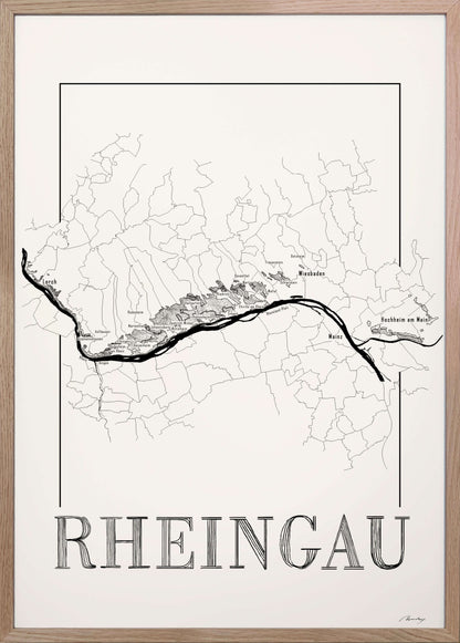 Rheingau Wine map poster. Exclusive wine map posters. Premium quality wine maps printed on environmentally friendly FSC marked paper.