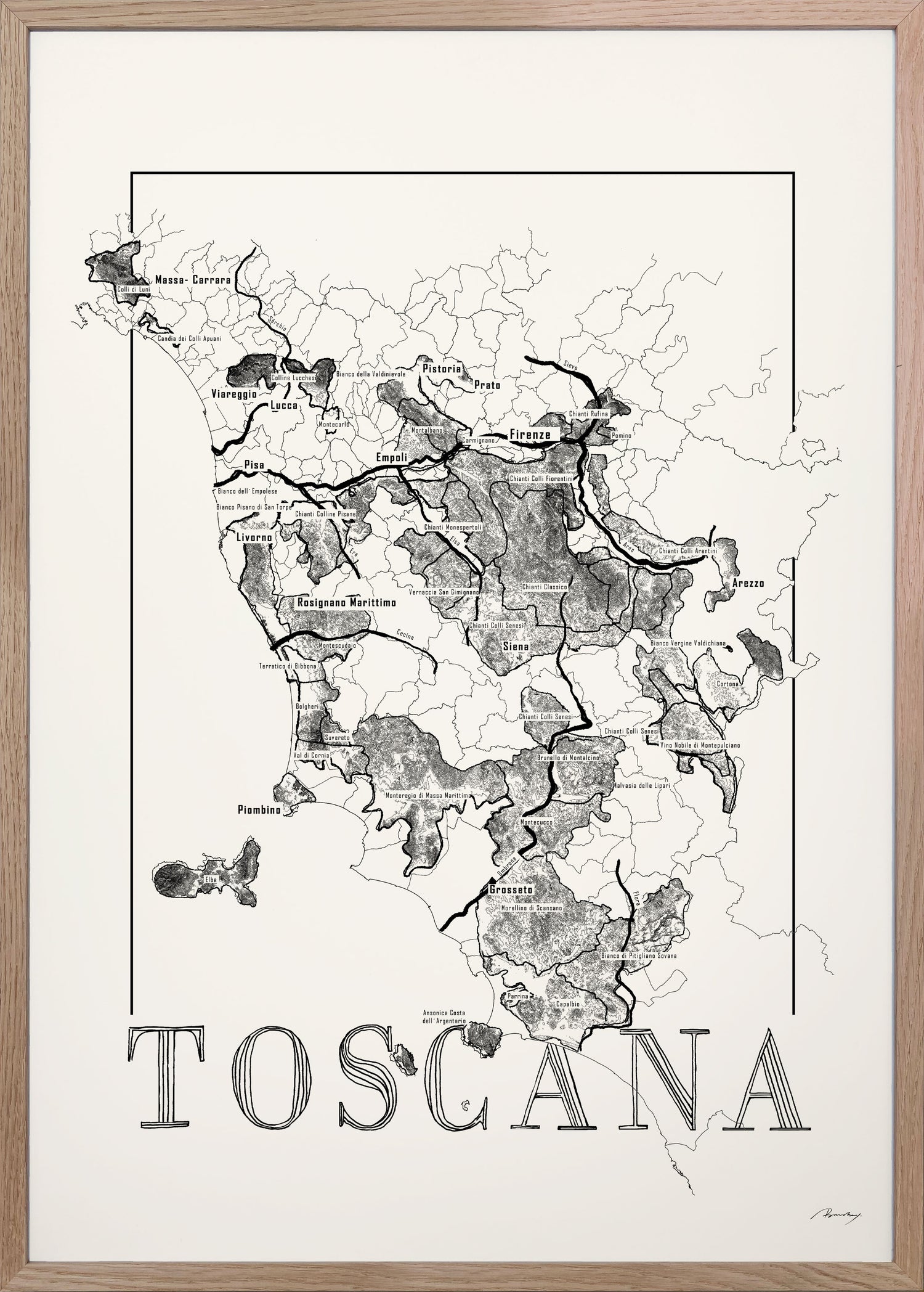 Toscana wine map