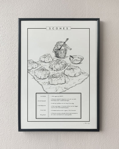 Scones recipe poster. Exclusive kitchen posters. Premium quality art prints, printed on environmentally friendly FSC marked paper. 