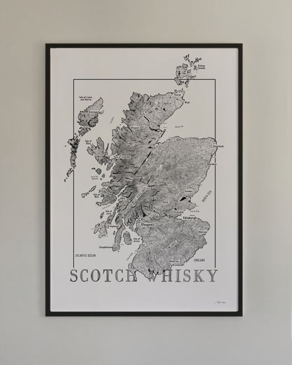 Scotch region whisky map poster. Exclusive wine map posters. Premium quality wine maps printed on environmentally friendly FSC marked paper.