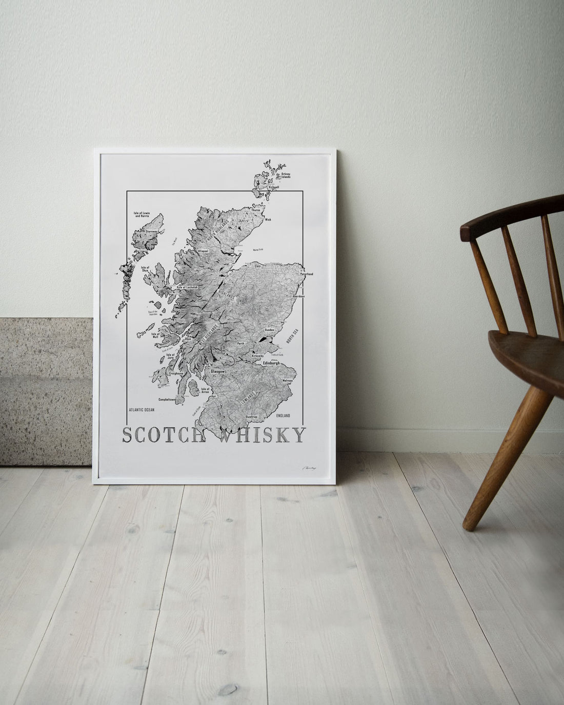 Scotch region whisky map poster. Exclusive wine map posters. Premium quality wine maps printed on environmentally friendly FSC marked paper.