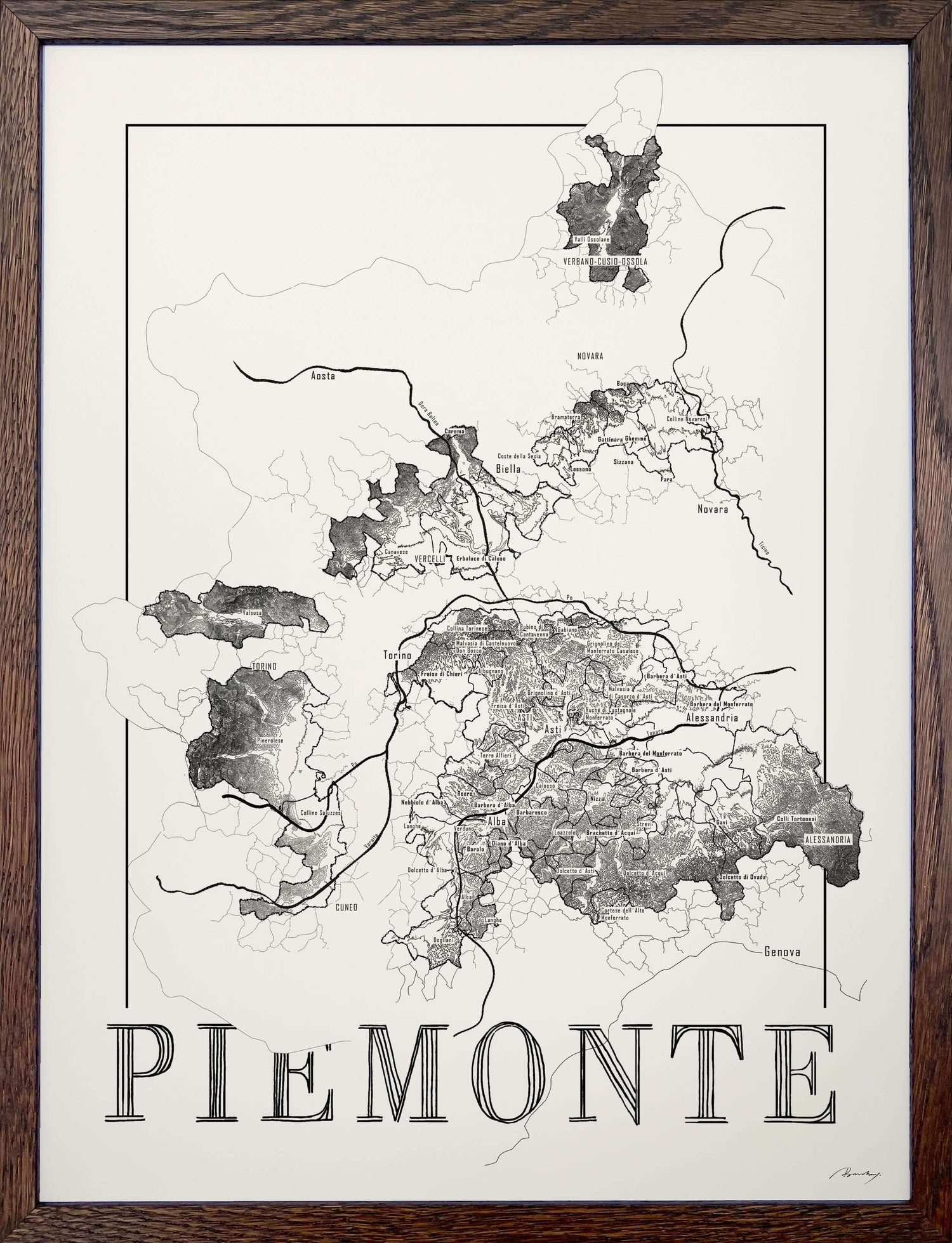 Piemonte wine map