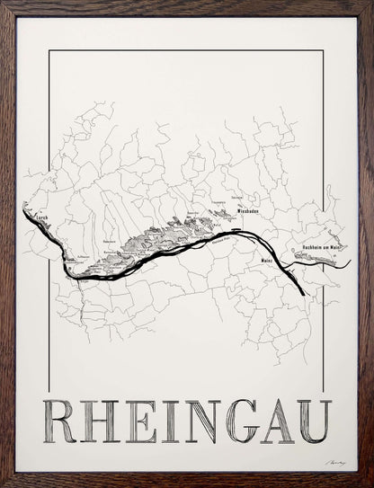 Rheingau Wine map poster. Exclusive wine map posters. Premium quality wine maps printed on environmentally friendly FSC marked paper.