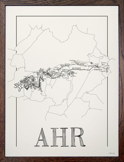 Ahr Wine map poster. Exclusive wine map posters. Premium quality wine maps printed on environmentally friendly FSC marked paper. 