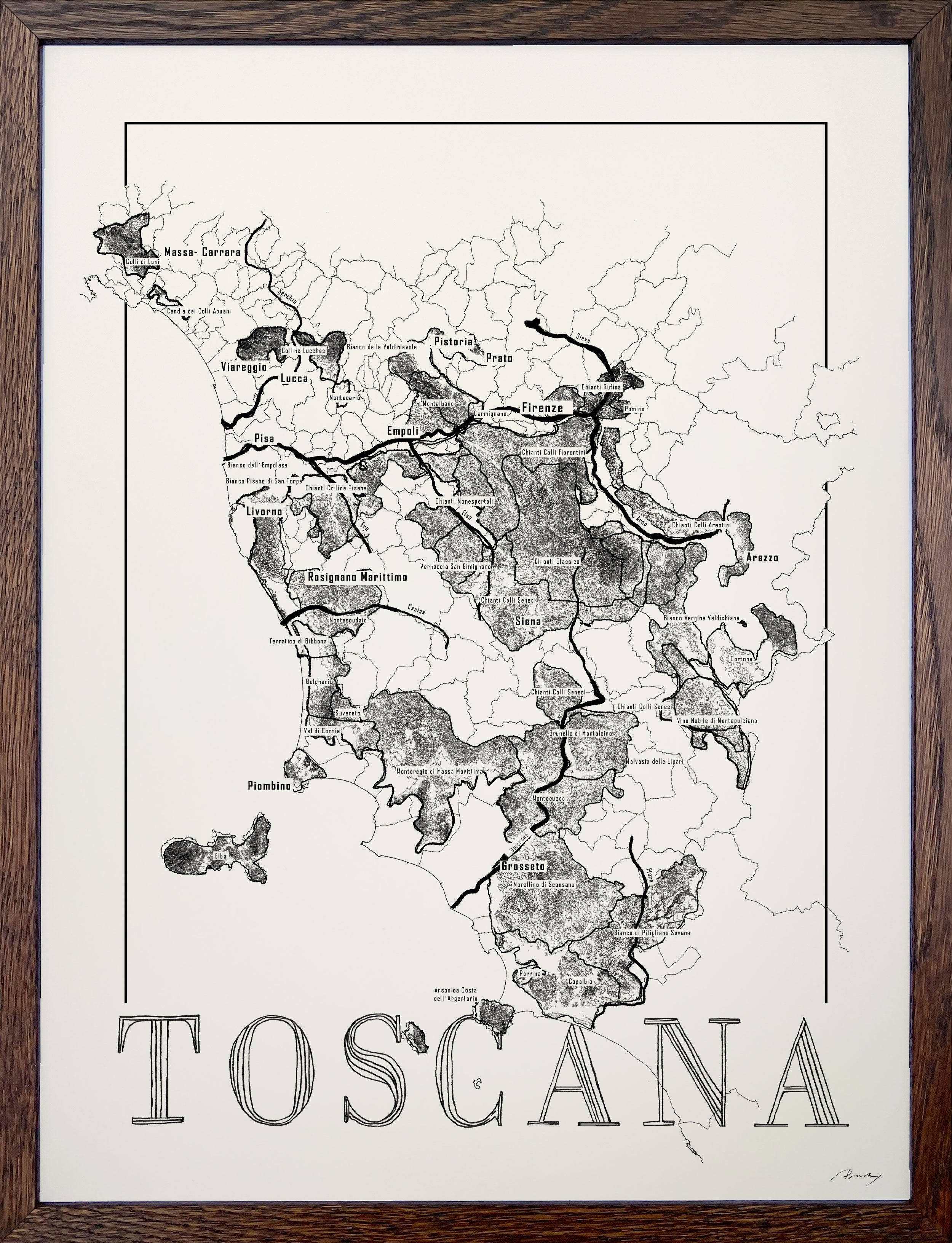 Toscana wine map