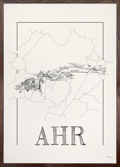 Ahr Wine map poster. Exclusive wine map posters. Premium quality wine maps printed on environmentally friendly FSC marked paper. 