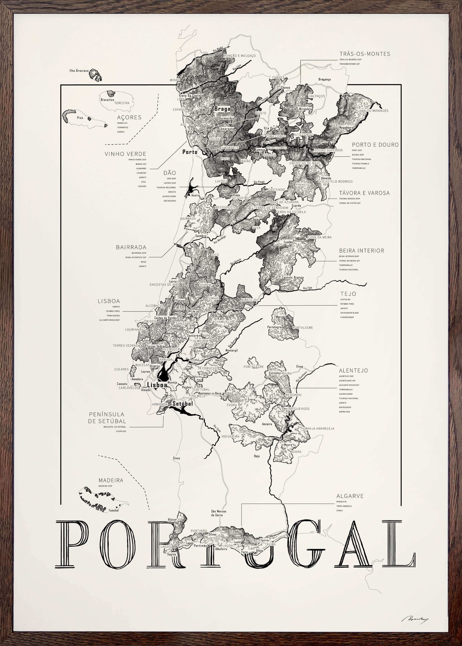 Portugal Wine map poster. Exclusive wine map posters. Premium quality wine maps printed on environmentally friendly FSC marked paper. 