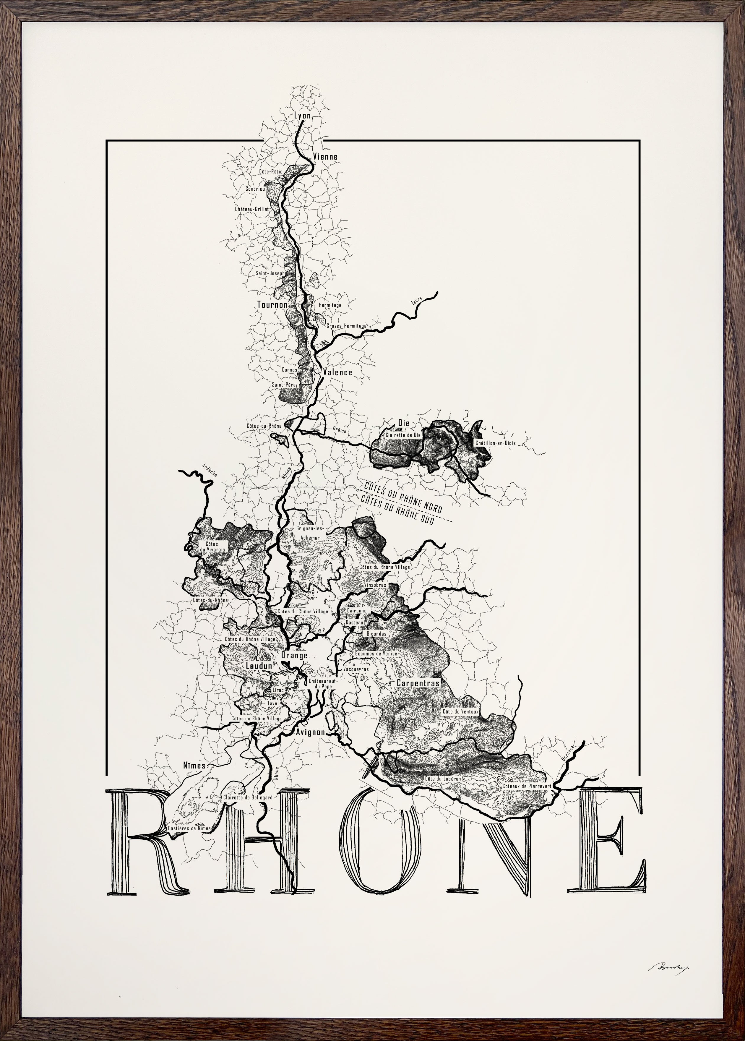 Rhône wine map