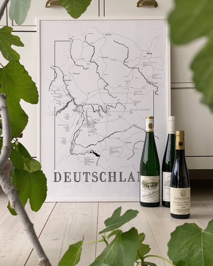 Germany Wine map poster. Exclusive wine map posters. Premium quality wine maps printed on environmentally friendly FSC marked paper. 