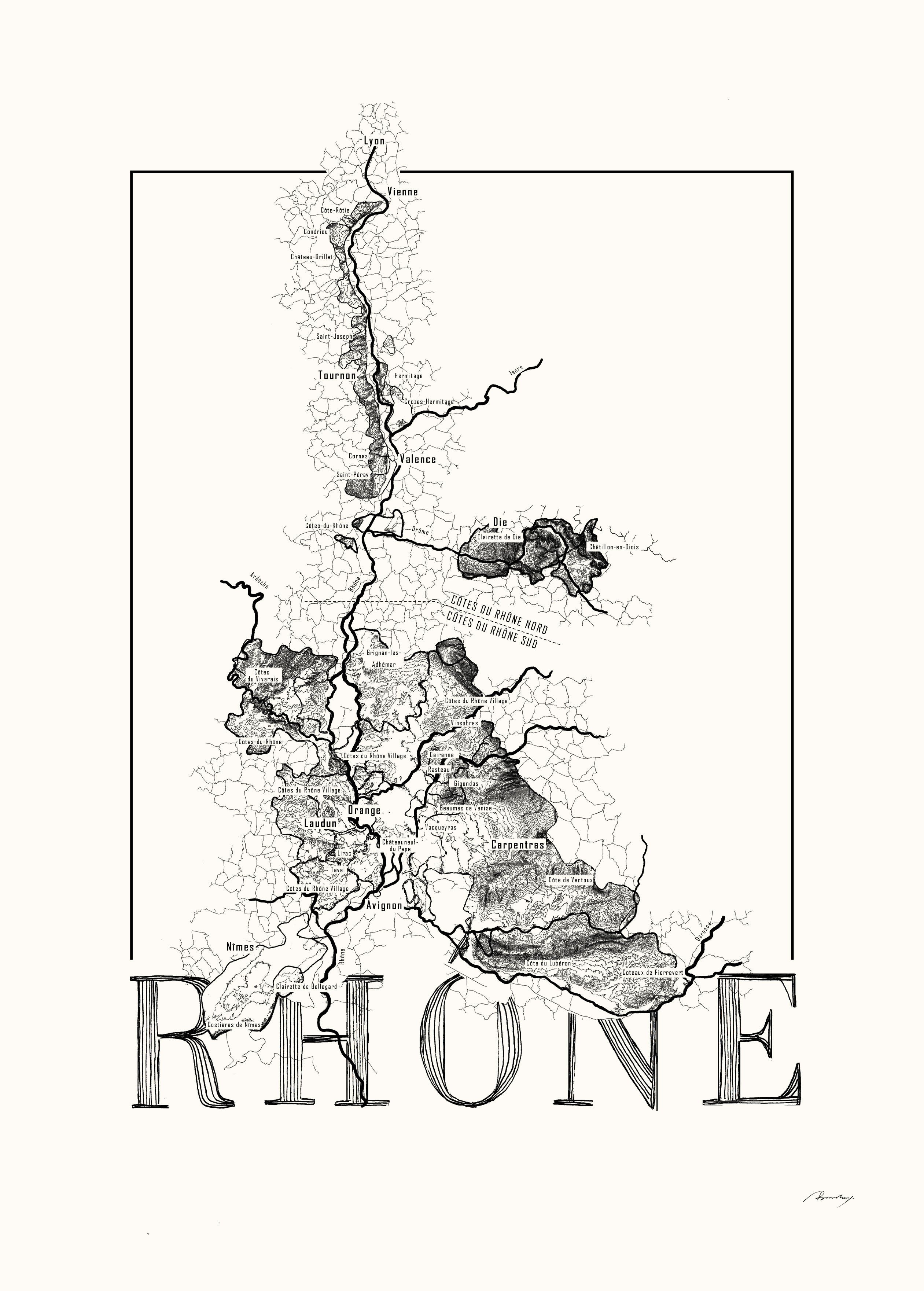 Rhône wine map