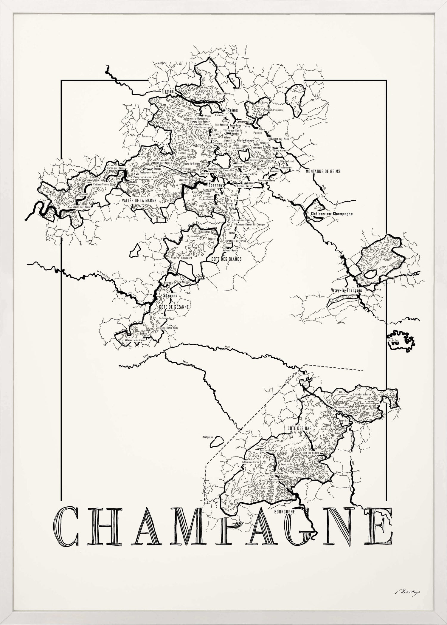 Champagne Wine map poster.Wine art. Wine print. Wine poster.  Exclusive wine map posters. Premium quality wine maps printed on environmentally friendly FSC marked paper. 