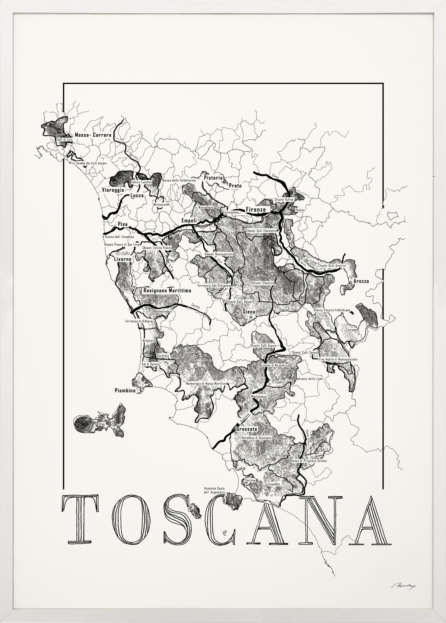 Toscana wine map